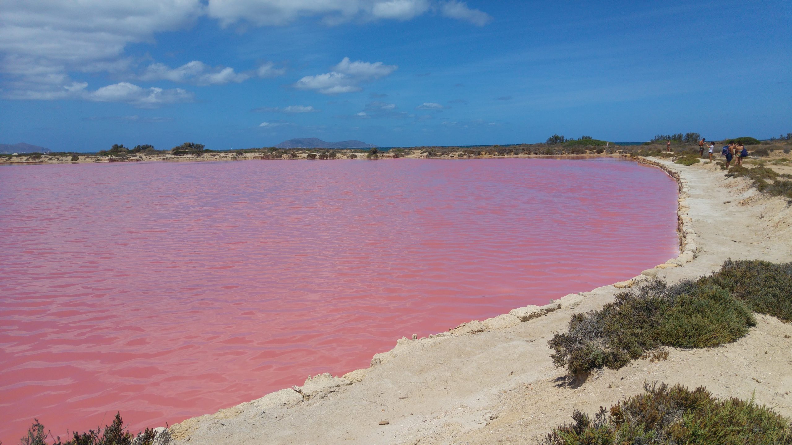 Vasche di sale con acqua rosa a Marsala
