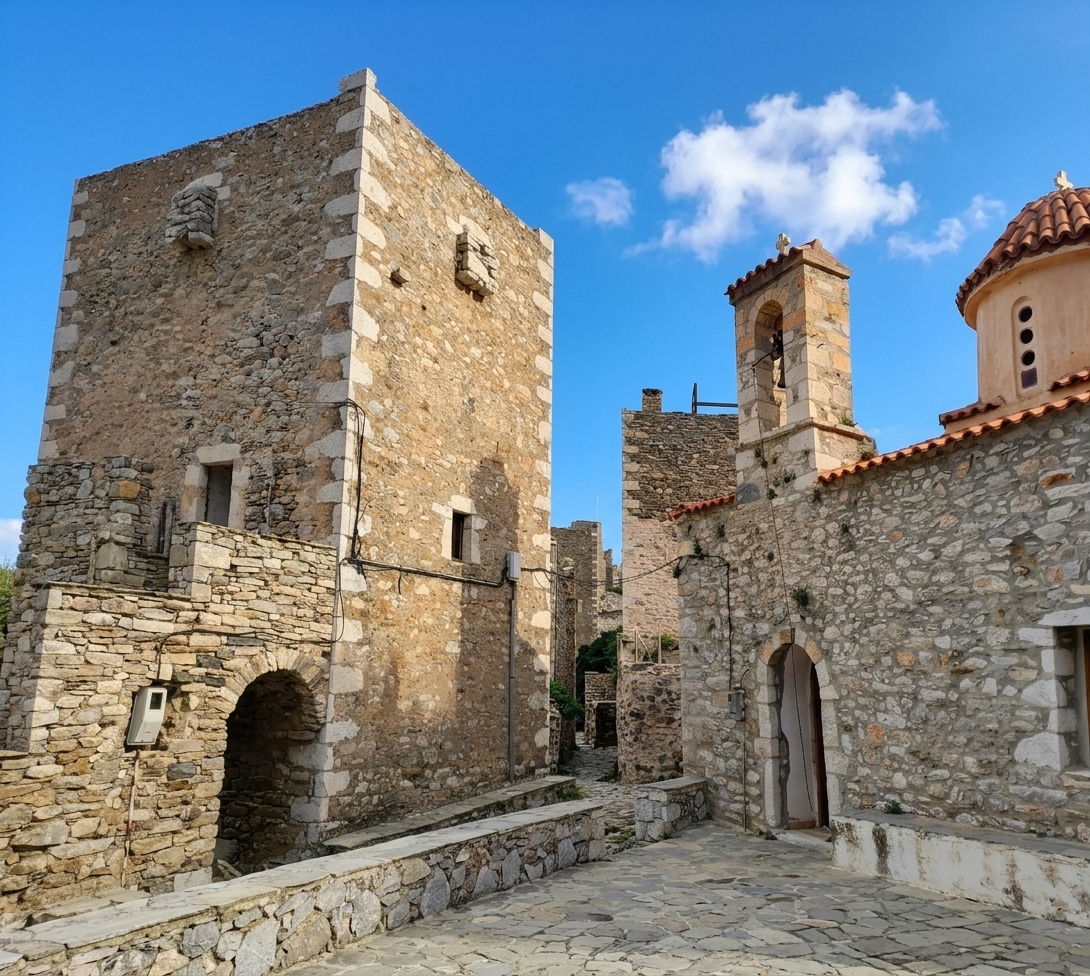 Vatheia (Mani) borgo del Peloponneso con case torre